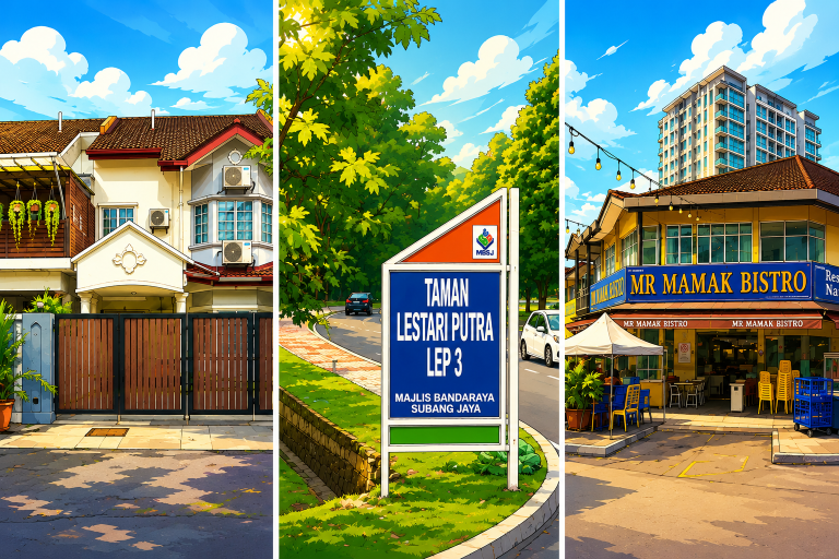 Sunny Suburban Neighborhood Triptych